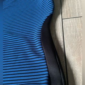 Blue striped dress with black on the sides